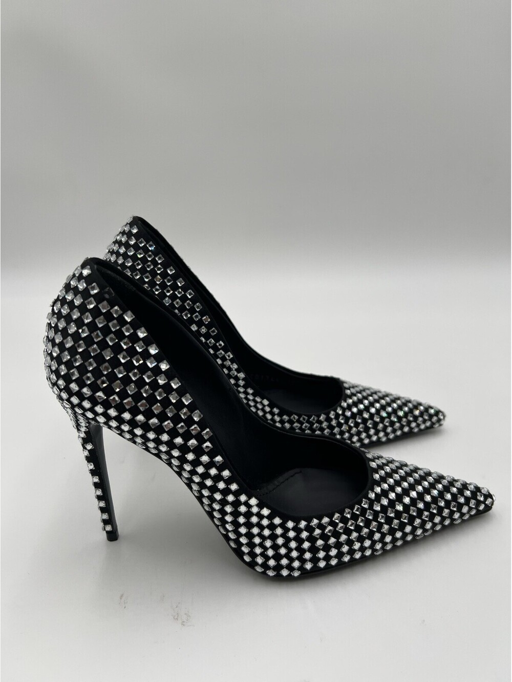 Dolce & Gabbana Crystal-embellished satin checkered pumps Size 36